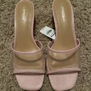 Express Vinyl Slide Low Block Heels